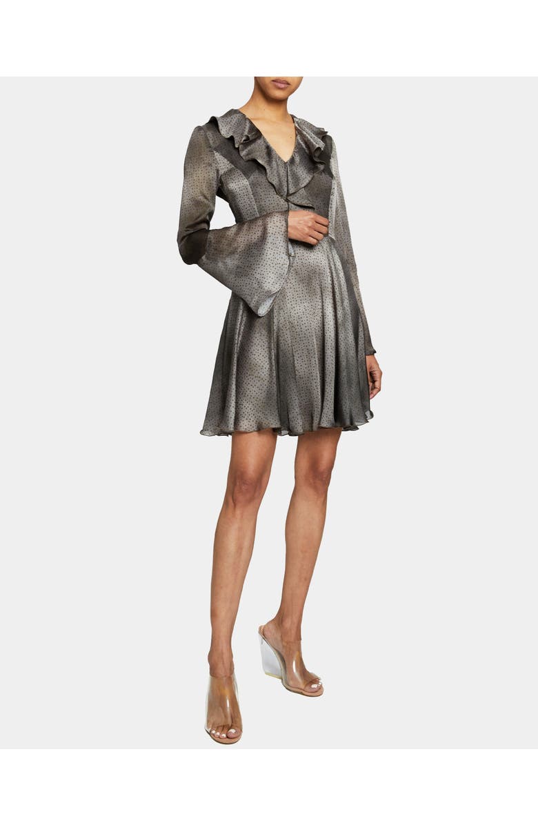 Santorelli ROXY Long Sleeve Ruffled Dress in Ombre Polka Dot Georgette, Alternate, color,