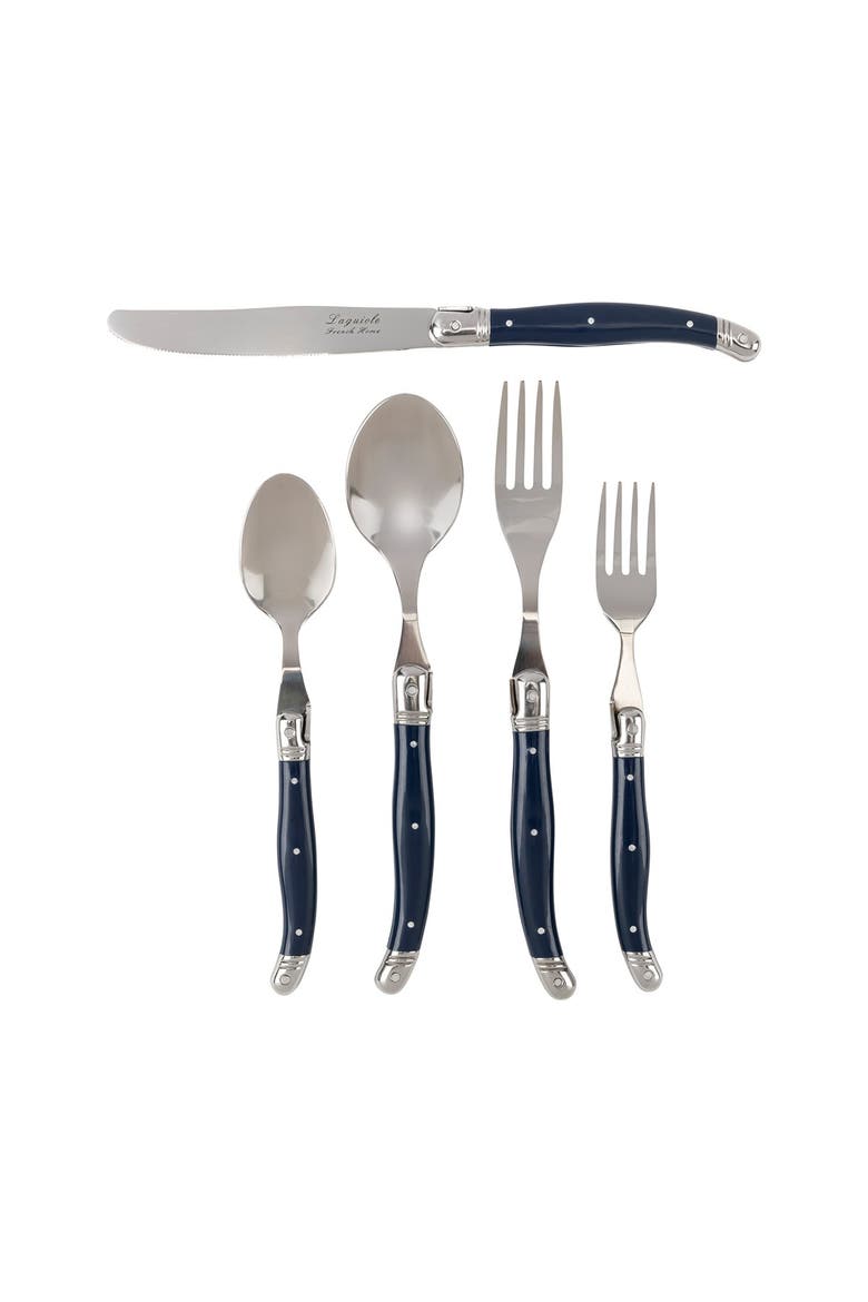 Laguiole 20-Piece Stainless Steel Flatware Set - Navy Blue, Alternate, color, NAVY BLUE