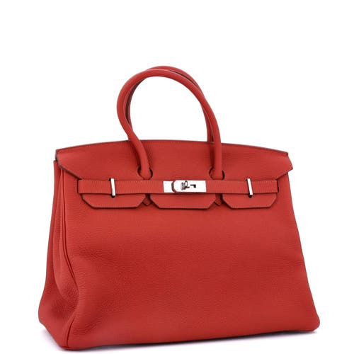Pre-owned Hermes Hermes Birkin Handbag Red Togo With Palladium Hardware 35 In Red