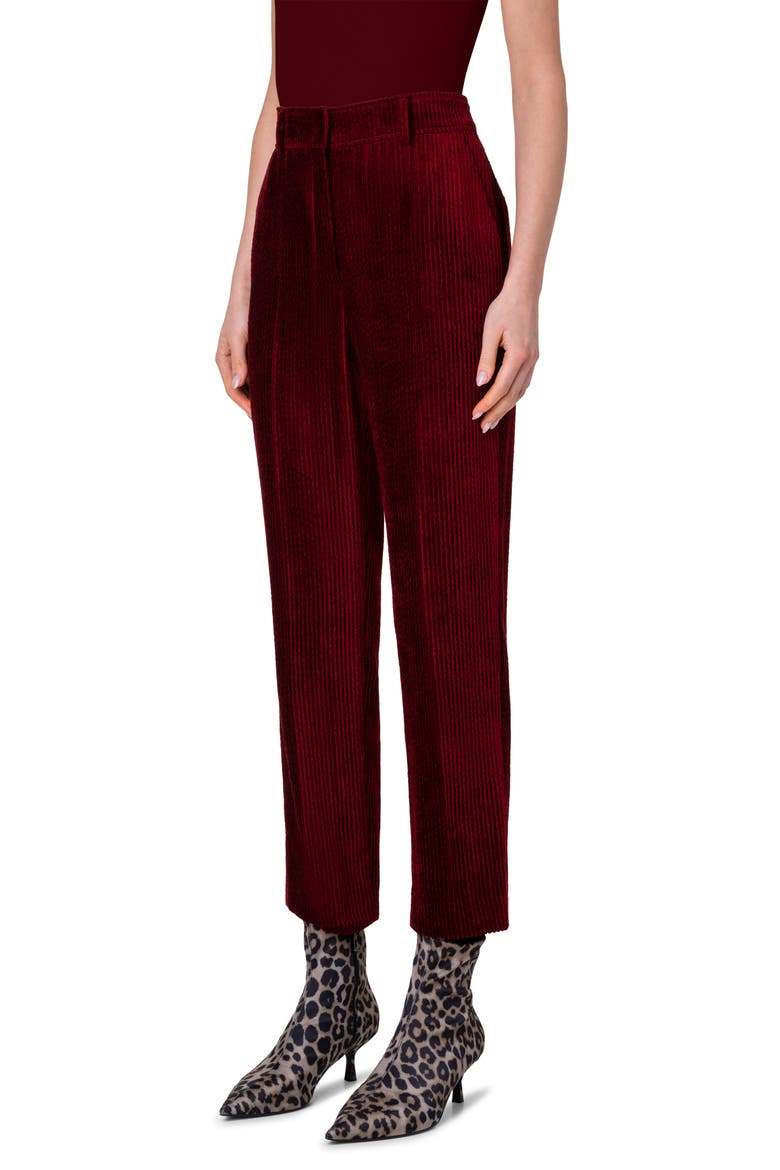 Feryn Washed Corduroy Tapered Leg Ankle Pants, Alternate, color, GARNET