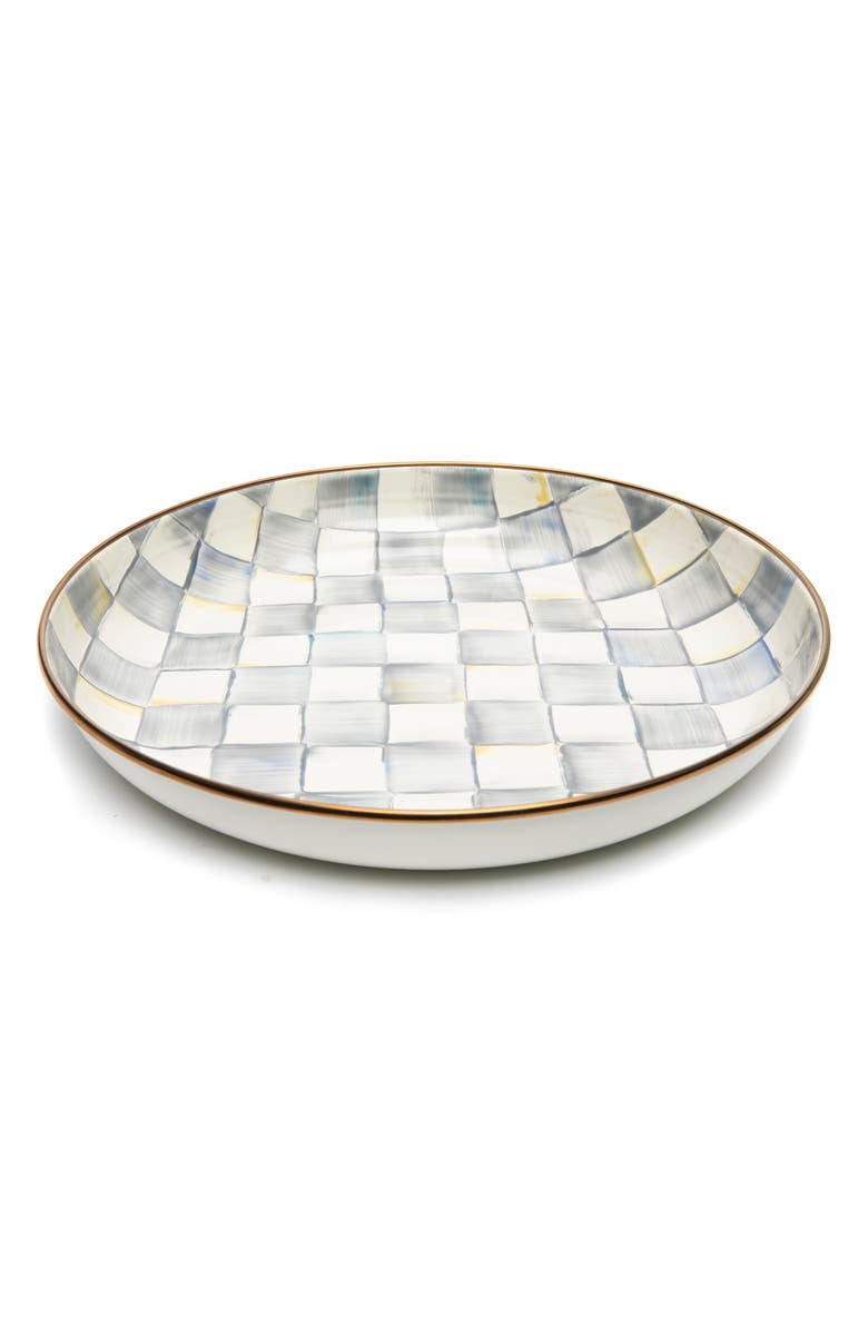 MACKENZIE CHILDS Sterling Check Enameled Steel Abundant Bowl, Main, color, Grey/ White