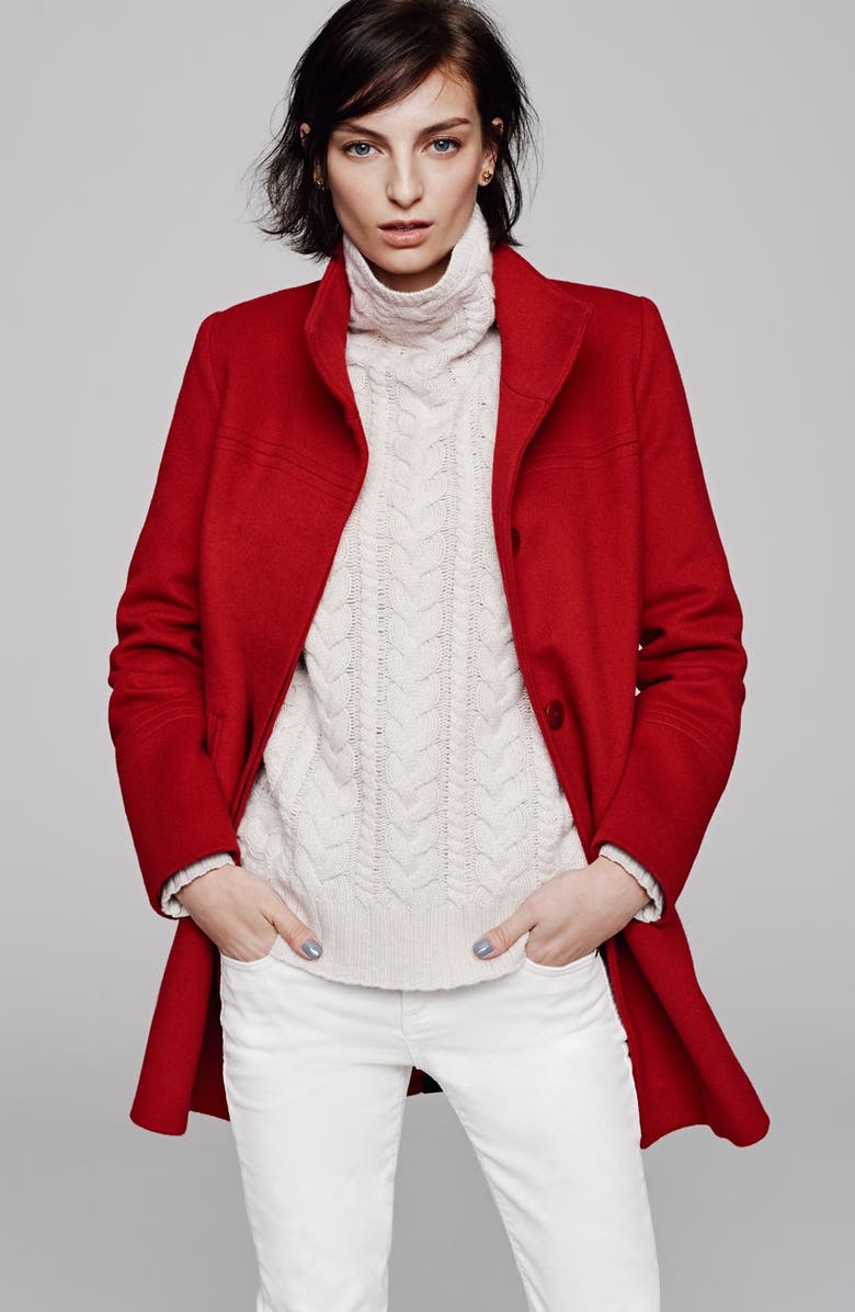 Fleurette Wool Stand Collar Car Coat, Alternate, color, 