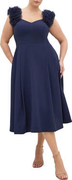 City Chic Roselyn Fit & Flare Stretch Crepe Cocktail Dress