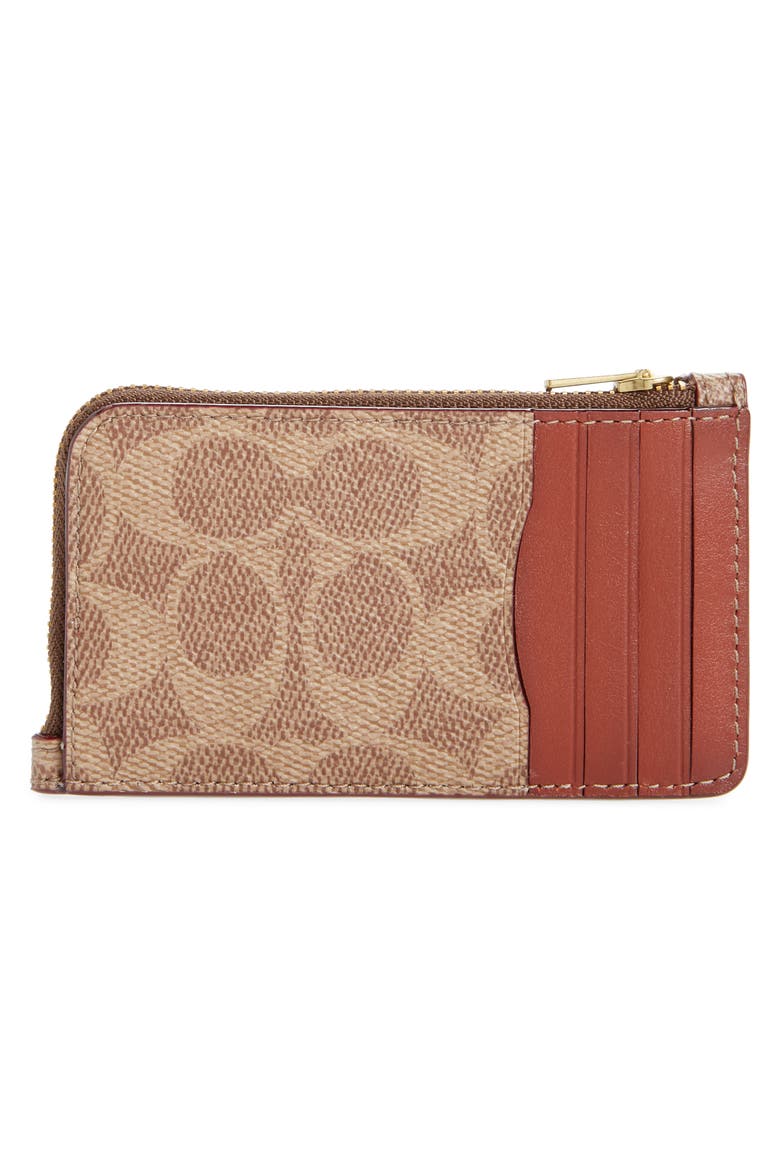 Signature Coated Canvas & Leather Card Holder, Alternate, color, B4/ TAN RUST