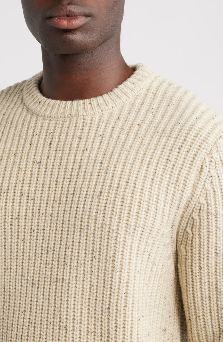 Schott NYC Donegal Tweed Wool Blend Crewneck Sweater, Alternate, color, Off White
