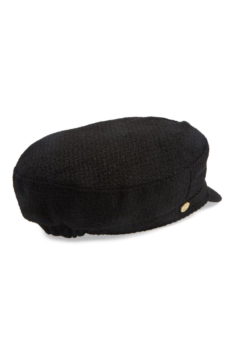 Nubby Tweed Captain Cap, Alternate, color, BLACK