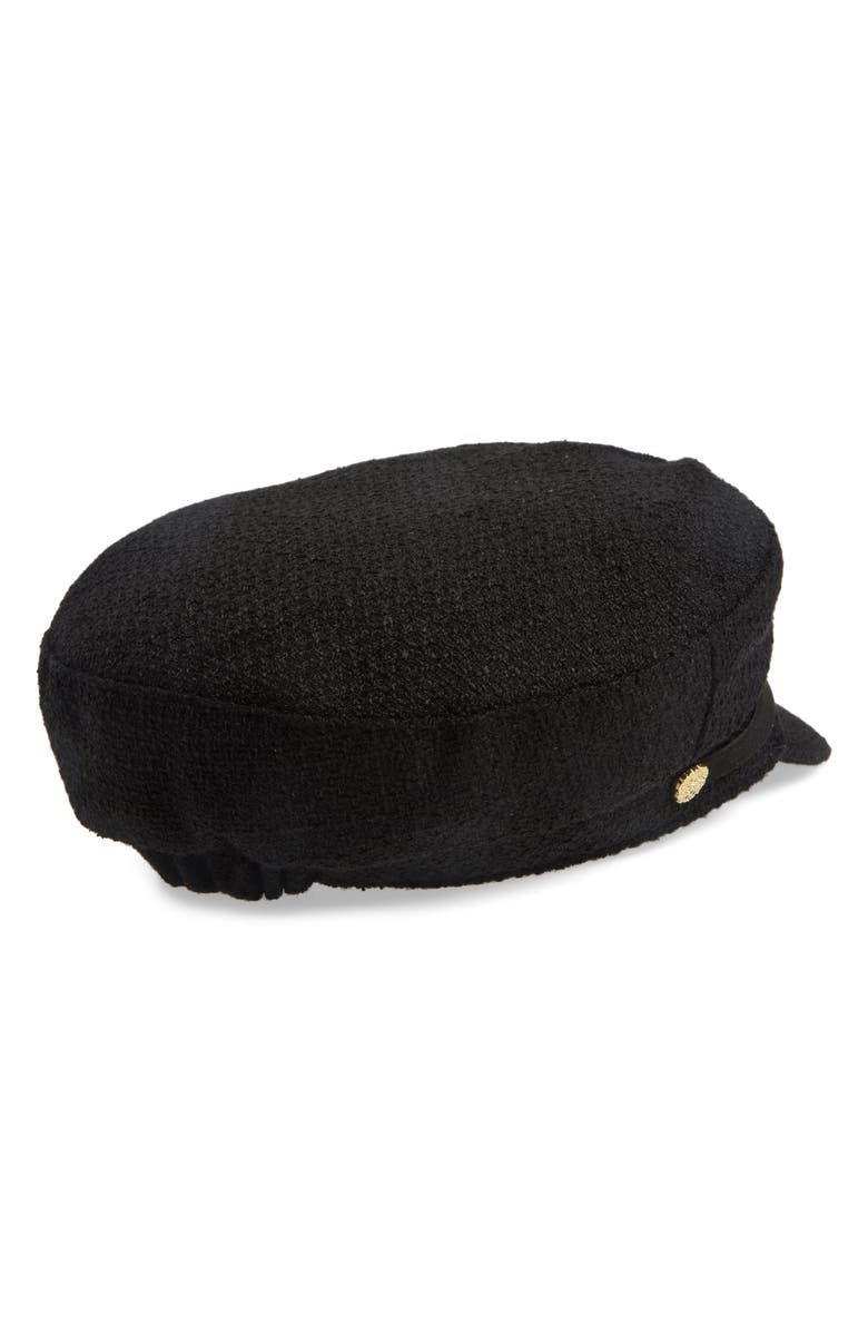 Vince Camuto Nubby Tweed Captain Cap, Alternate, color, Black
