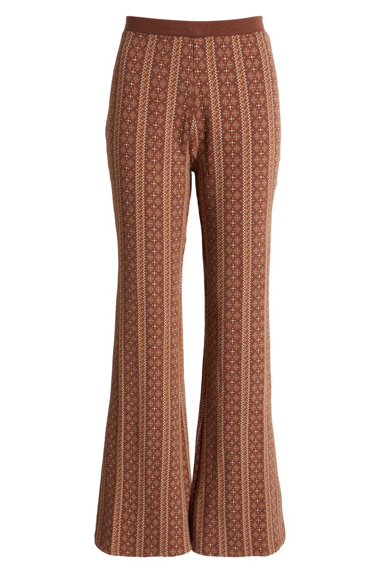 San Carlos Mixed Print Jacquard Flare Pants, Alternate, color, BROWN