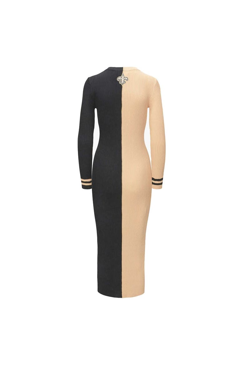 Women's STAUD Gold/Black New Orleans Saints Shoko Knit Button-Up Sweater Dress, Alternate, color, Gold