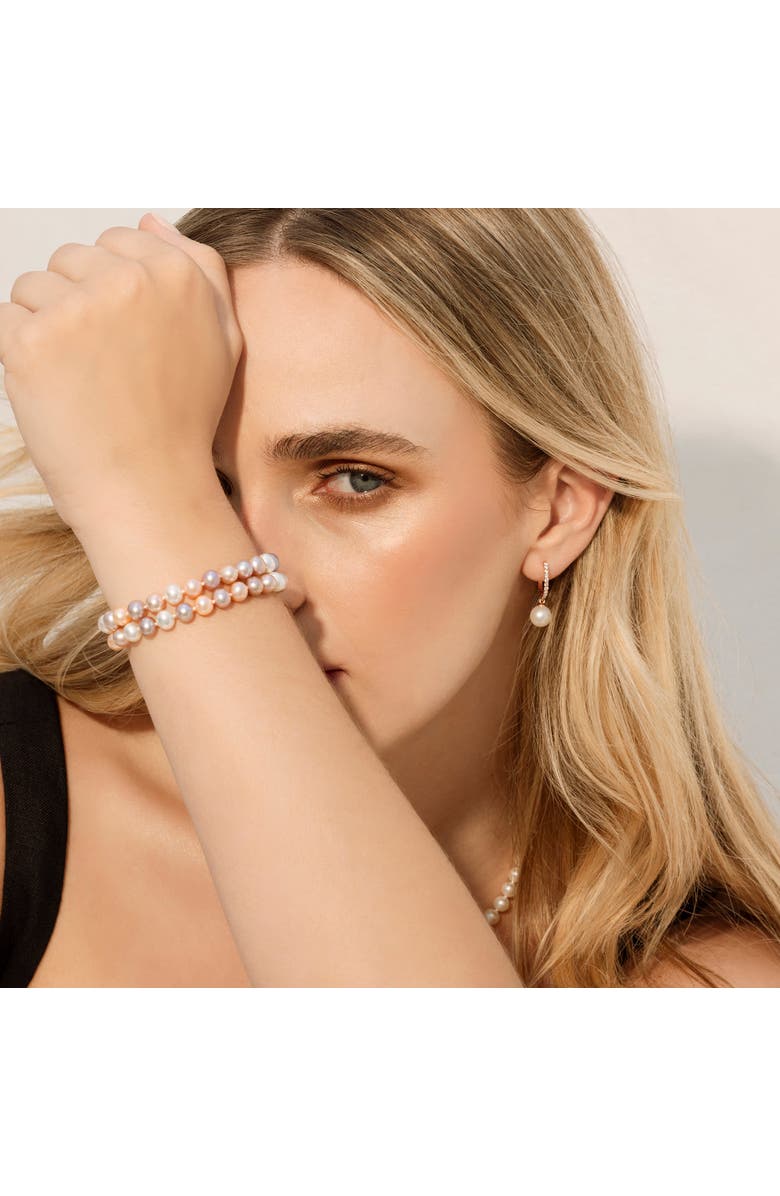 The Pearl Source Freshwater Double Pearl Bracelet 6.5-7mm, Alternate, color, Multi Pearl