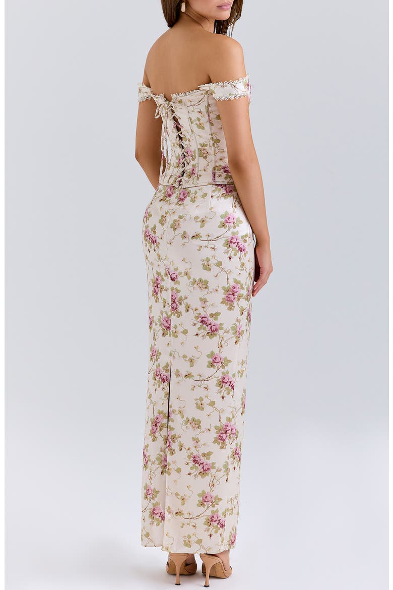 Isis Floral Corset Bodice Gown, Alternate, color, WHITE FLORAL PRINT