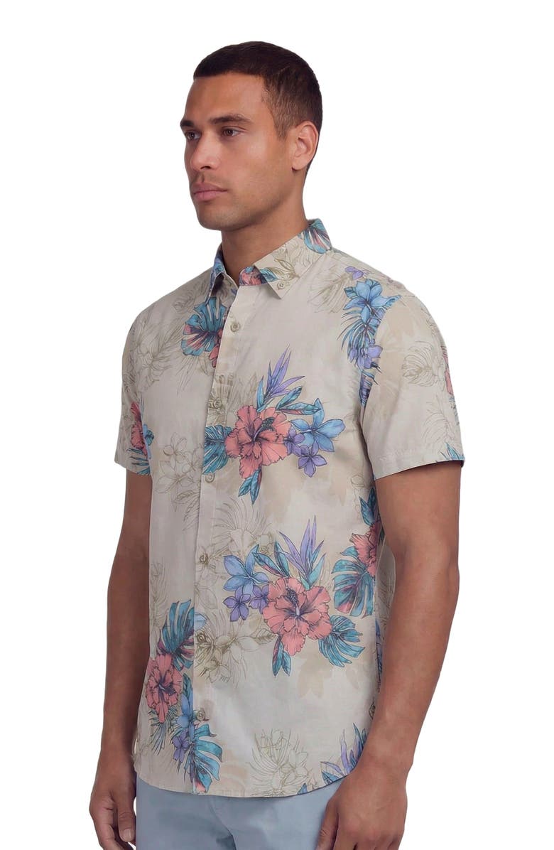 Lords of Harlech Exotic Floral Mens Knit Shirt, Alternate, color, Exotic Floral Neutral