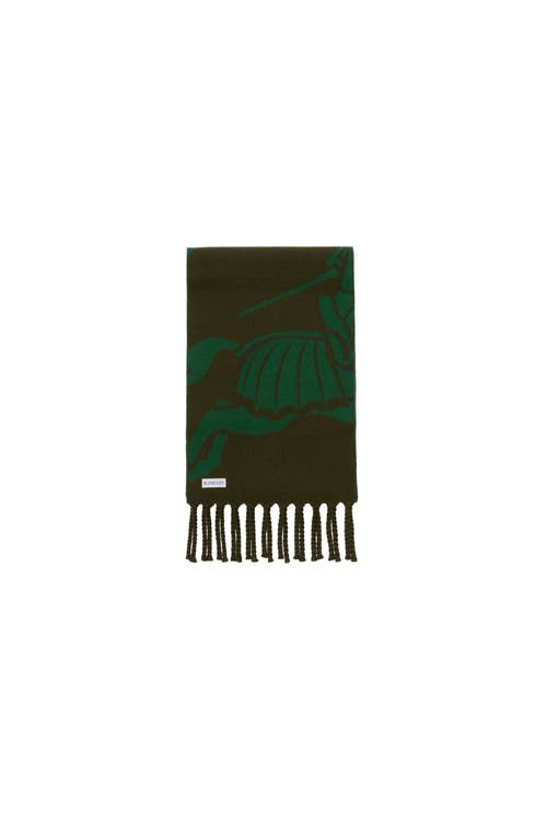 Burberry Reversible Ekd Wool Scarf In Green