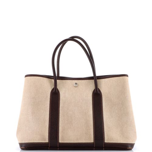 Pre-owned Hermes  Hermes Garden Party Tote Toile And Leather 36