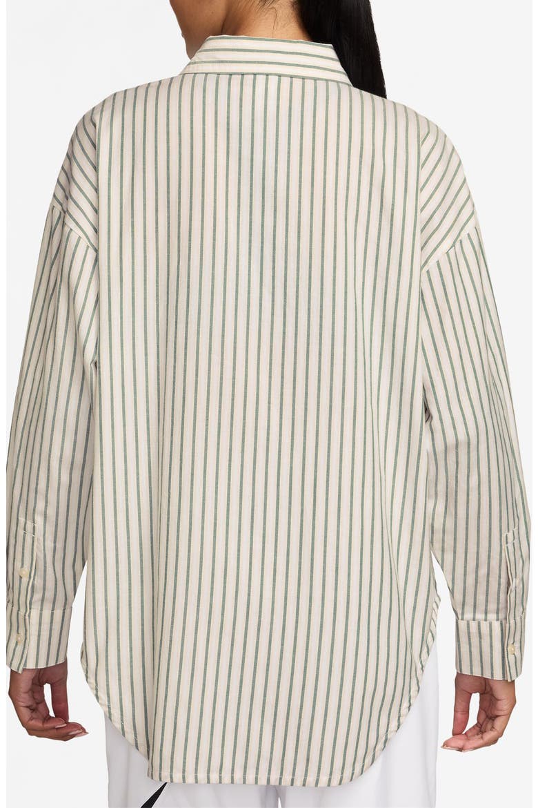 Sportswear Oversize Stripe Cotton Button-Up Shirt, Alternate, color, FIR/ LIGHT OREWOOD BROWN