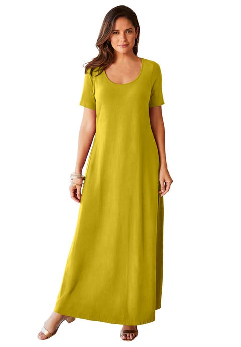 Stretch Cotton T-Shirt Maxi Dress (Plus) (Petite Available)