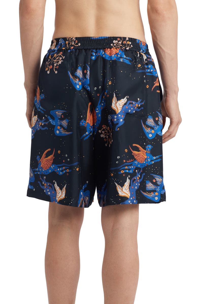 Valentino Garavani Valentino Utopia World Silk Bermuda Shorts, Alternate, color,