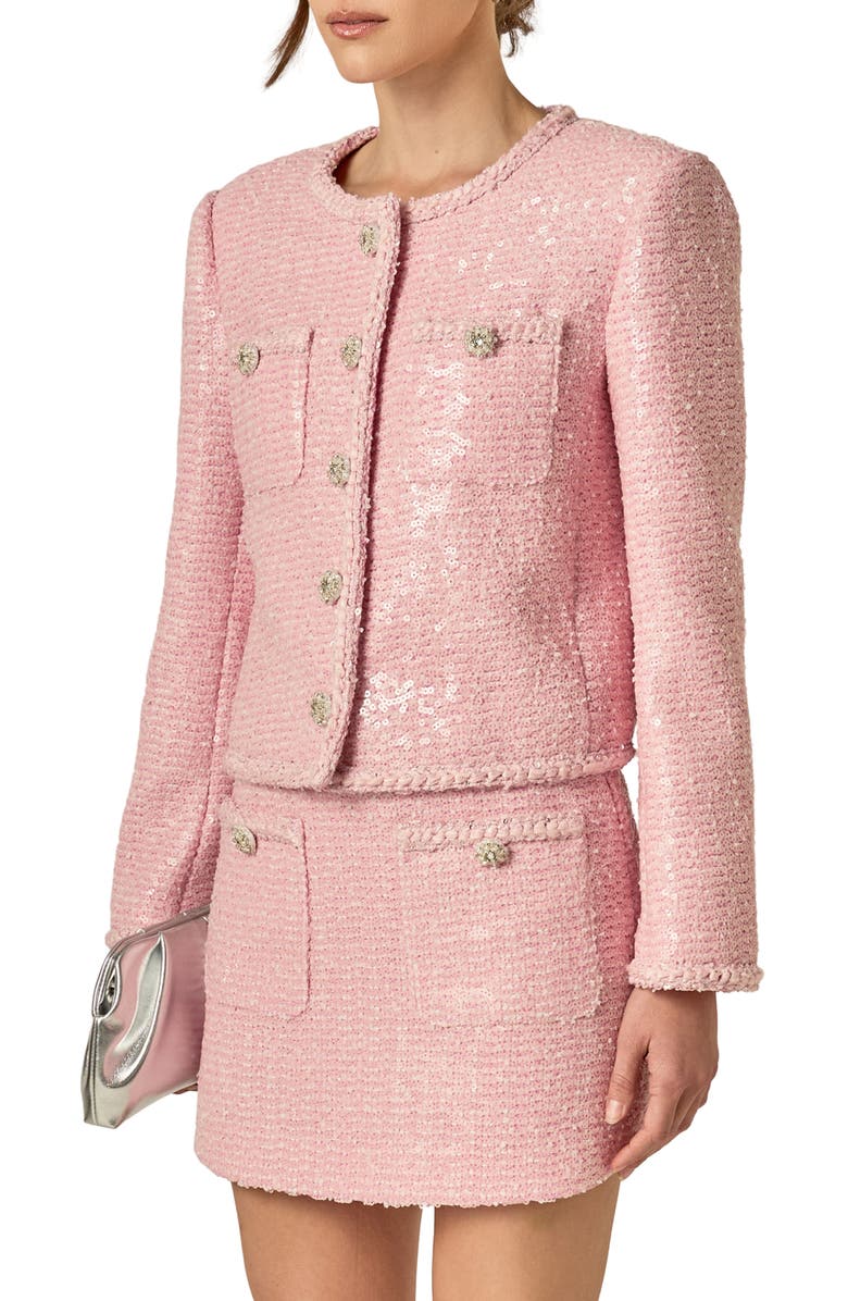 English Factory Sequin Tweed Jacket, Alternate, color, 