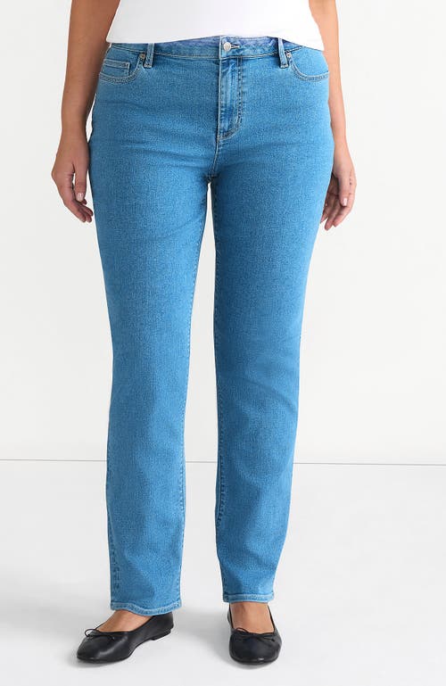 LANDS' END LANDS' END RECOVER MID RISE STRAIGHT LEG BLUE JEANS
