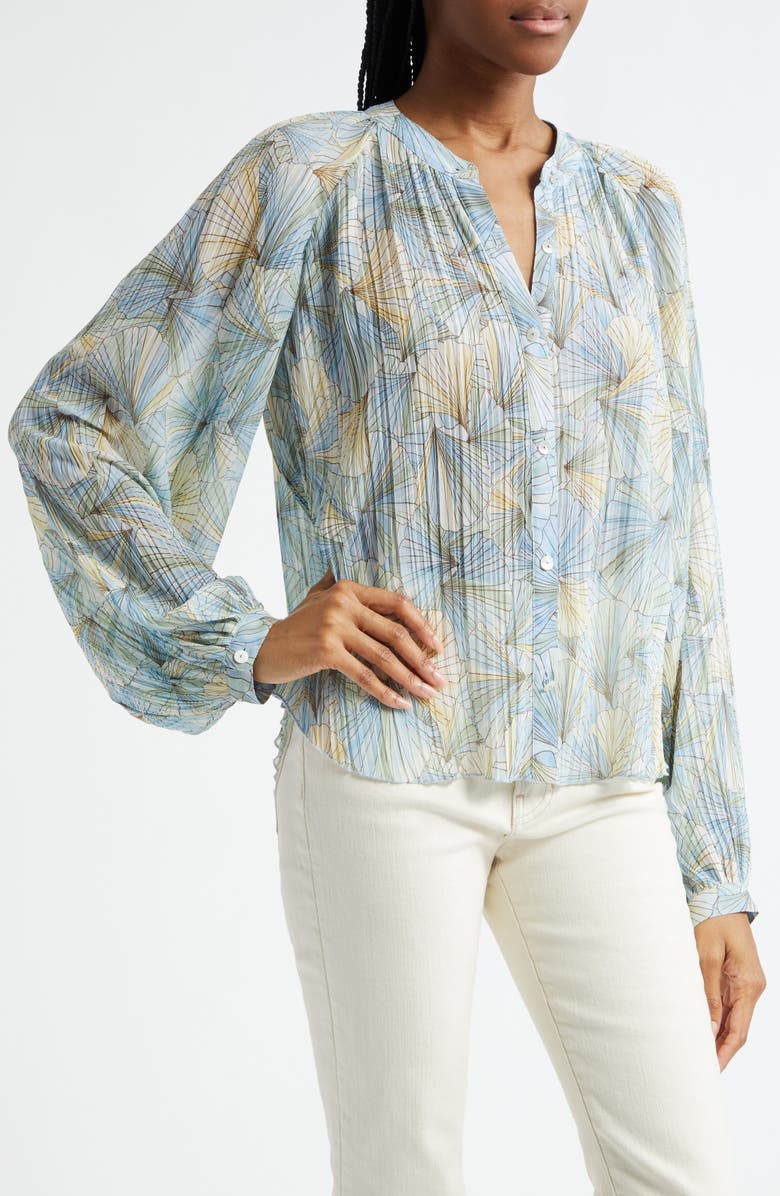 Veronica Beard Fennel Floral Button-Up Shirt, Alternate, color, Powder Blue Multi
