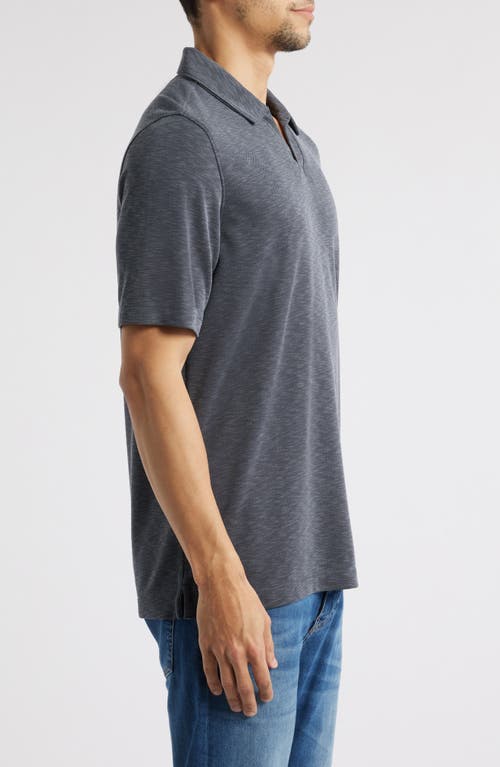 Johnston & Murphy Vintage Slub Modal Blend Johnny Collar Polo In Charcoal