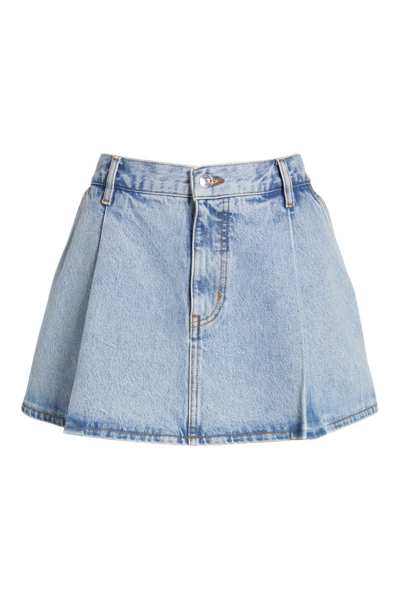 Pleated Denim Miniskirt, Alternate, color, OUTLAW