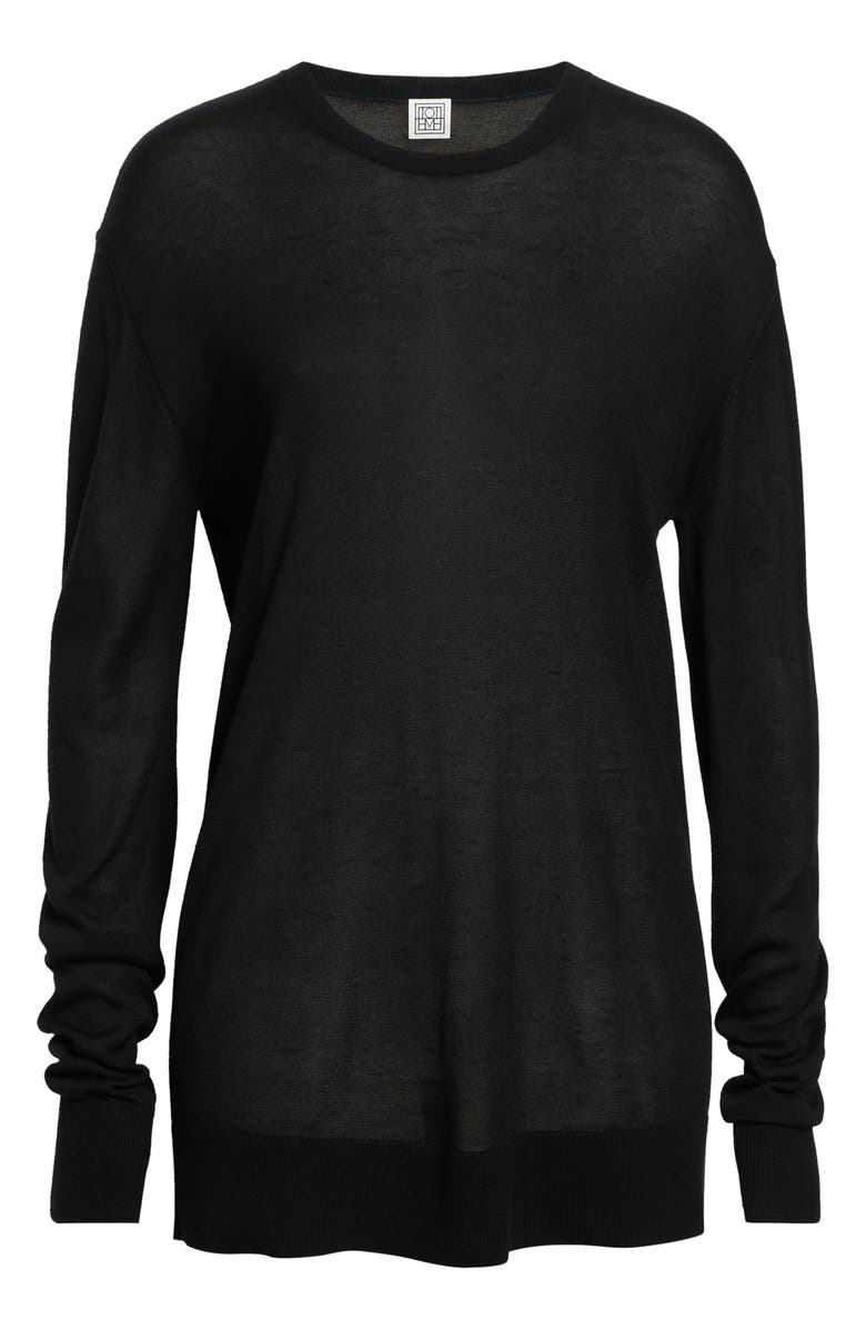 TOTEME Long Sleeve Knit T-Shirt, Alternate, color, Black