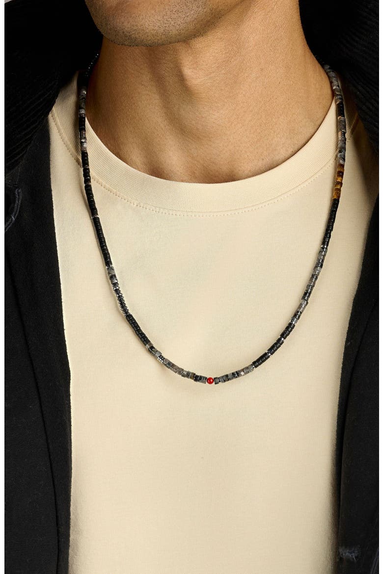 Black Onyx and Labradorite Heishi Necklace, Alternate, color, Black