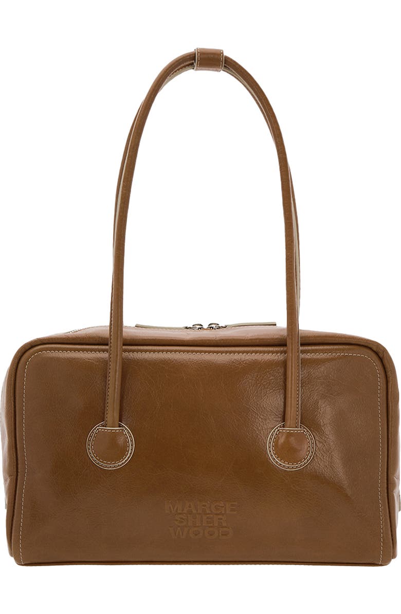 MARGESHERWOOD Boston Leather Shoulder Bag, Main, color, Brown Crinkle