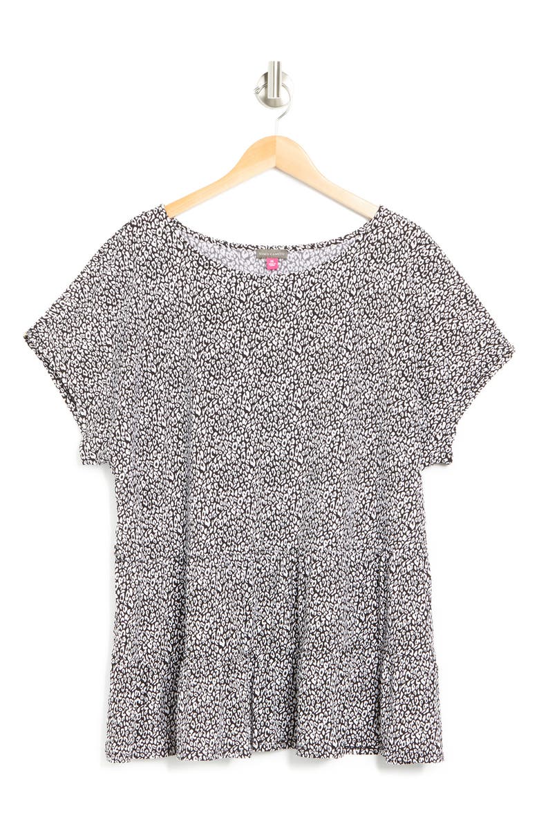 Vince Camuto Three Tier Knit Top, Alternate, color, Black/ Ivory