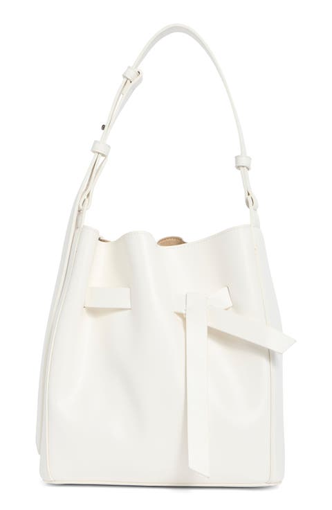 Knotted Faux Leather Bucket Bag