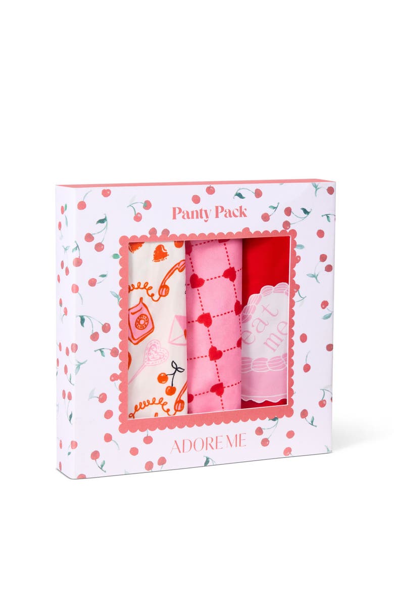 Adore Me Francine Thong Panties Pack of 3, Main, color, Heart Red