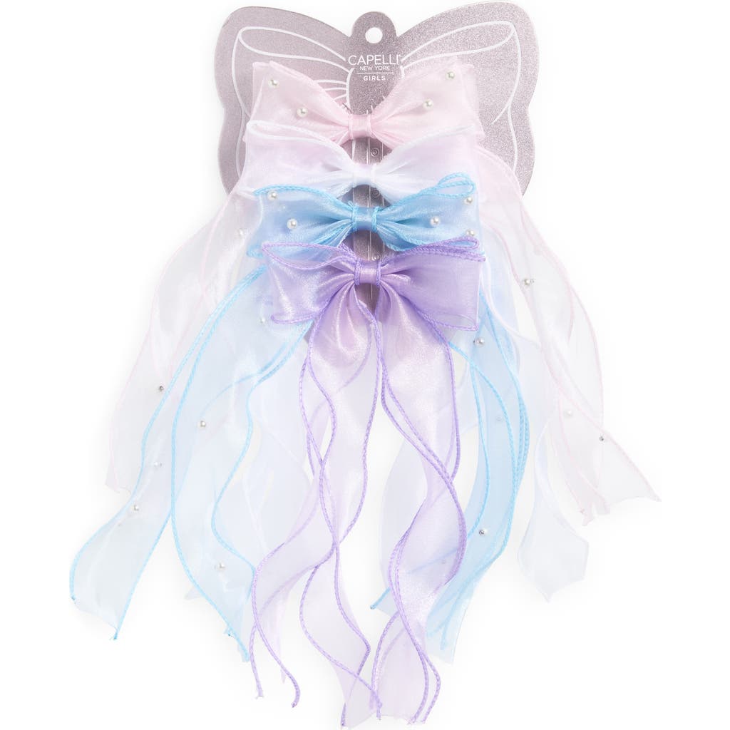 Capelli New York Kids' Assorted 4-pack Bows In Blue Pale Multi