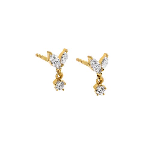 Lab Grown Diamond Marquise Wing Drop Stud Earring 14K