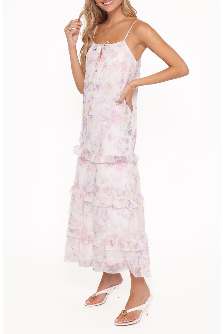 Minka Floral Print Chiffon Maxi Dress, Alternate, color, WHITE/ MULTI FLORAL