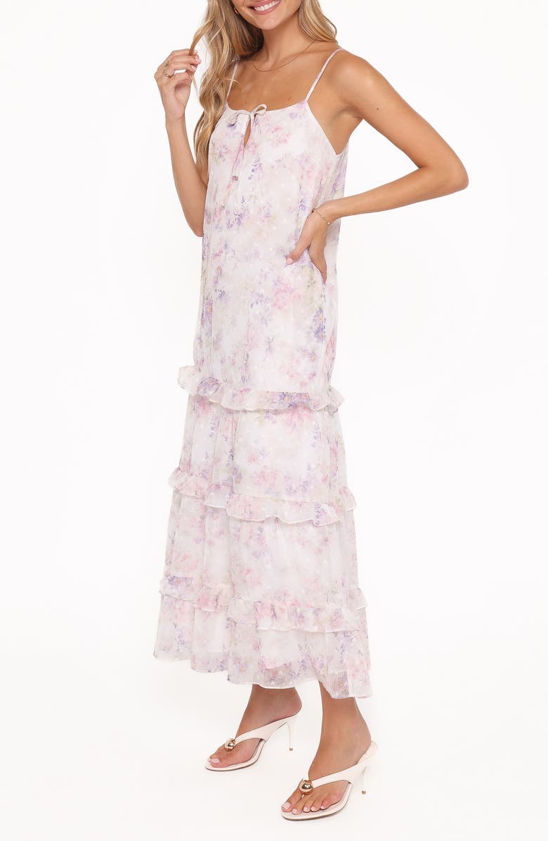Petal & Pup Minka Floral Print Chiffon Maxi Dress, Alternate, color, White/ Multi Floral