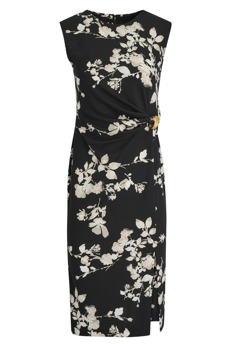 Floral Side Ruched Sheath Dress, Alternate, color, BLACK MULTI