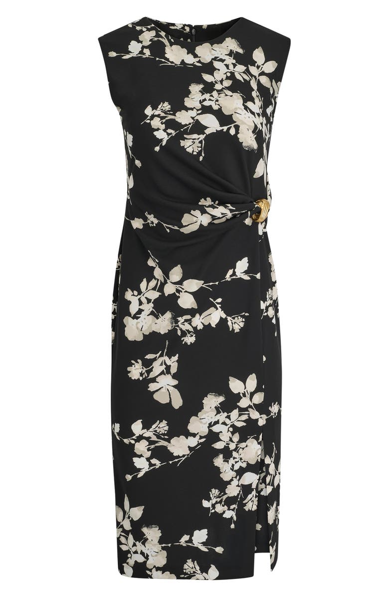 Donna Karan New York Floral Side Ruched Sheath Dress, Alternate, color, Black Multi