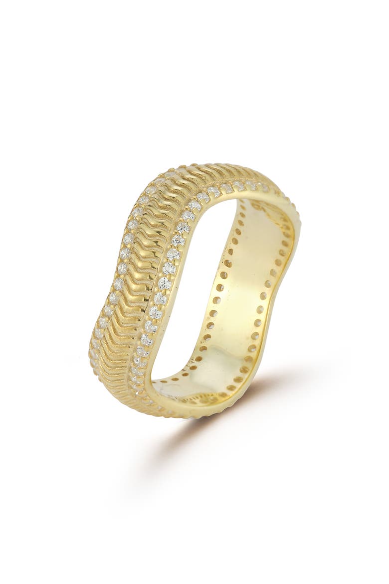 Cubic Zirconia Wavy Band Ring, Alternate, color, GOLD