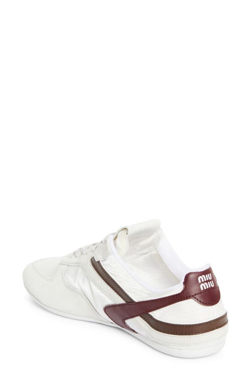 Miu Miu Technical Fabric And Suede Sneakers In Bianco/amaranto