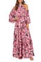Hilary Floral Cold Shoulder Long Sleeve Maxi Dress