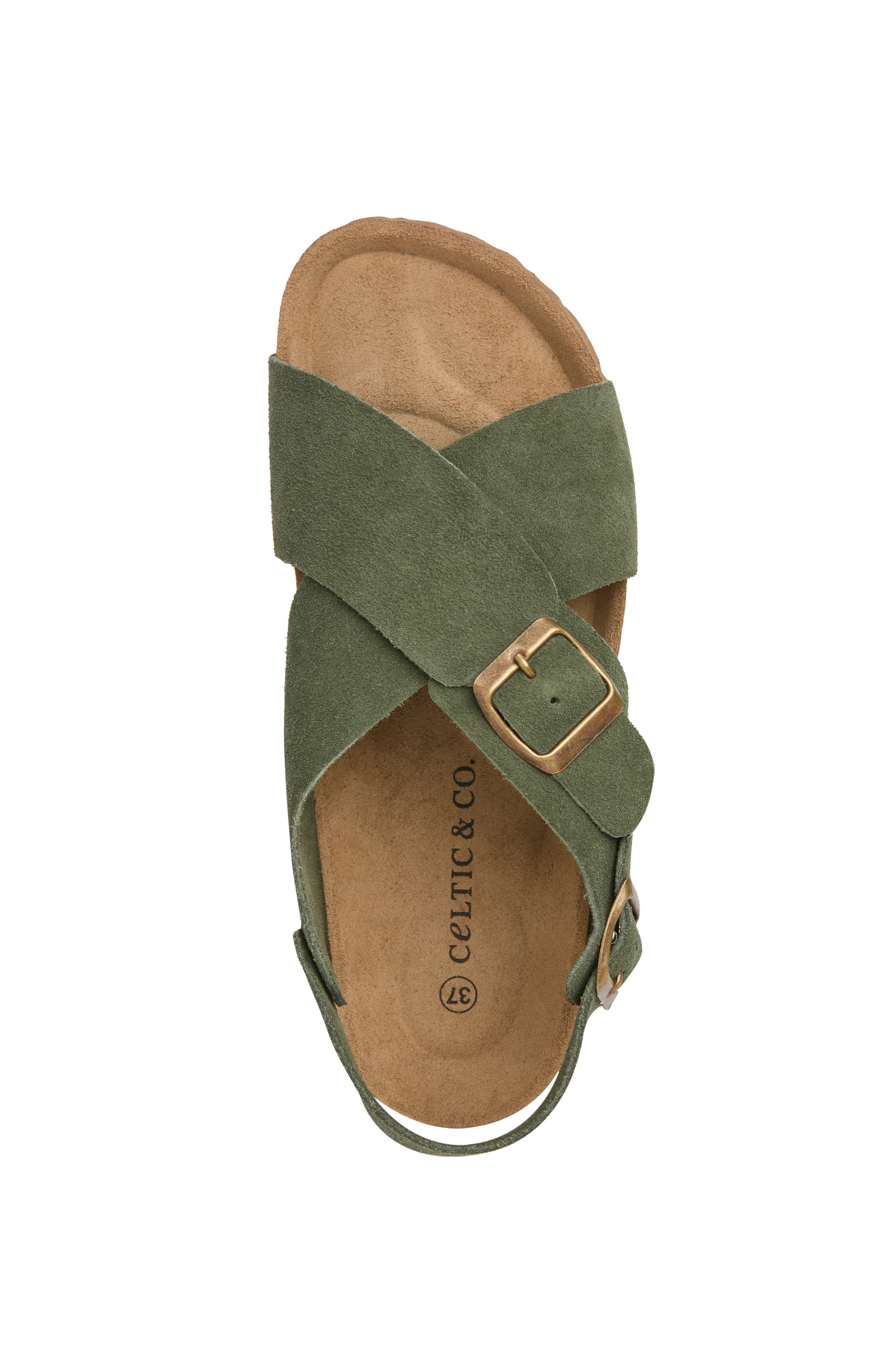 Crossover Buckle Sandal, Alternate, color, Dark Teal Leather