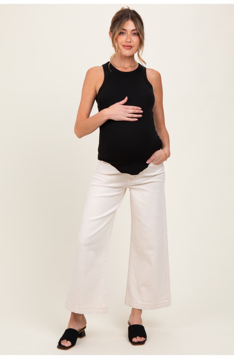 PinkBlush Ankle Wide Leg Maternity Jeans, Main, color, Ivory