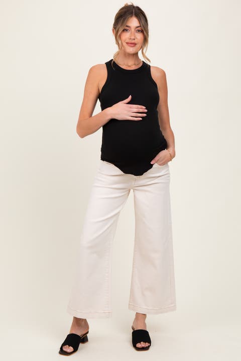 Ankle Wide Leg Maternity Jeans