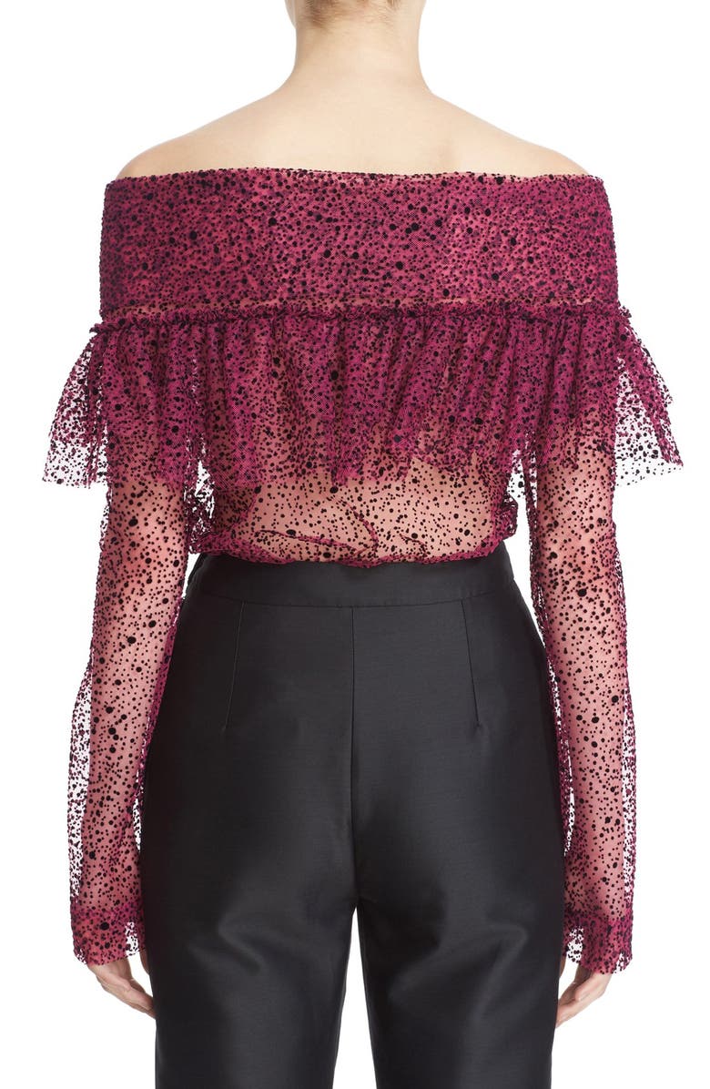 Isa Arfen Ruffle Knot Off the Shoulder Tulle Top, Alternate, color, 