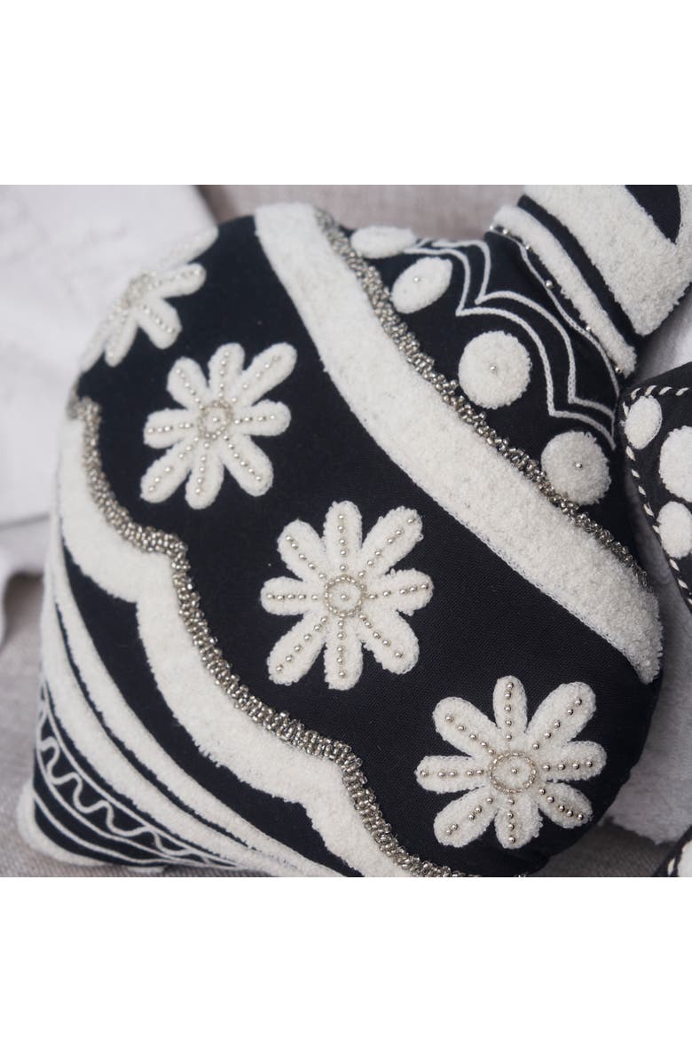 carol & frank Ornament Shaped Throw Pillow, Alternate, color, Black