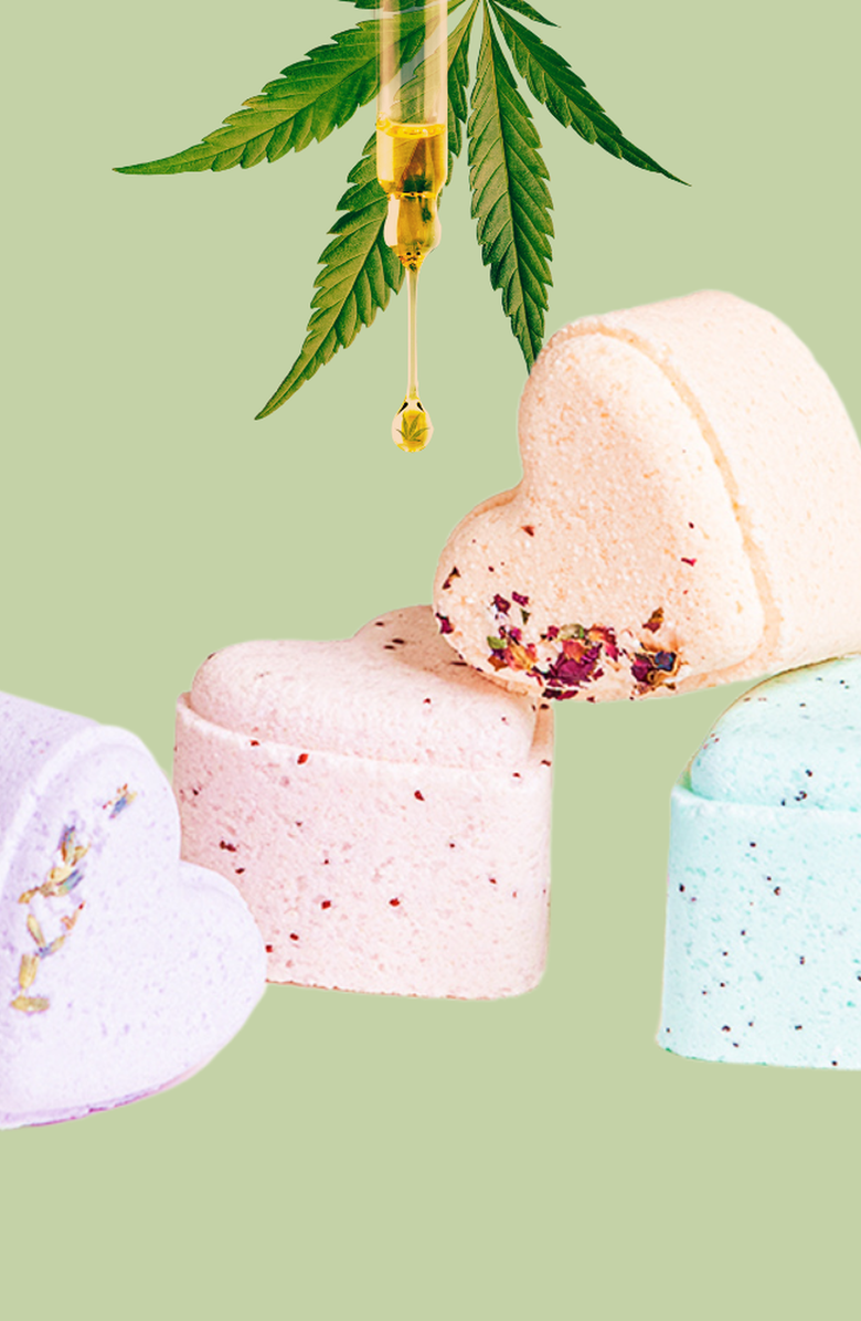 Lizush Heart Bath Bombs with CBD -  5 Hearts Shaped with CBD - in a Gift Box, Alternate, color, Multi