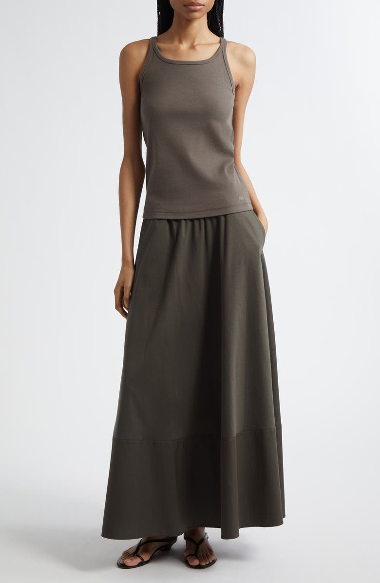 MM by Max Mara Strenna Stretch Cotton Ribbed Tank, Alternate, color, Dark Green