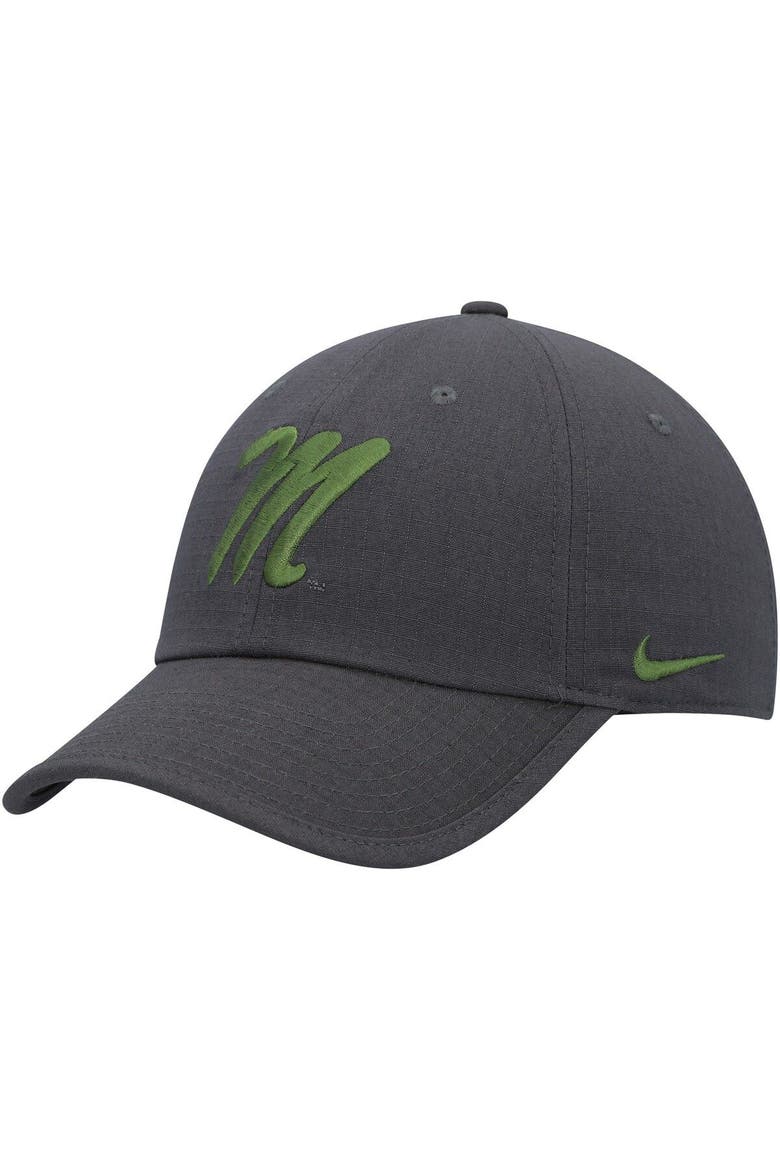 Men's Nike Charcoal Ole Miss Rebels Veterans Day Tactical Heritage86 Performance Adjustable Hat, Alternate, color, Charcoal