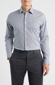 Nordstrom Trim Fit Check Premium Performance Twill Dress Shirt